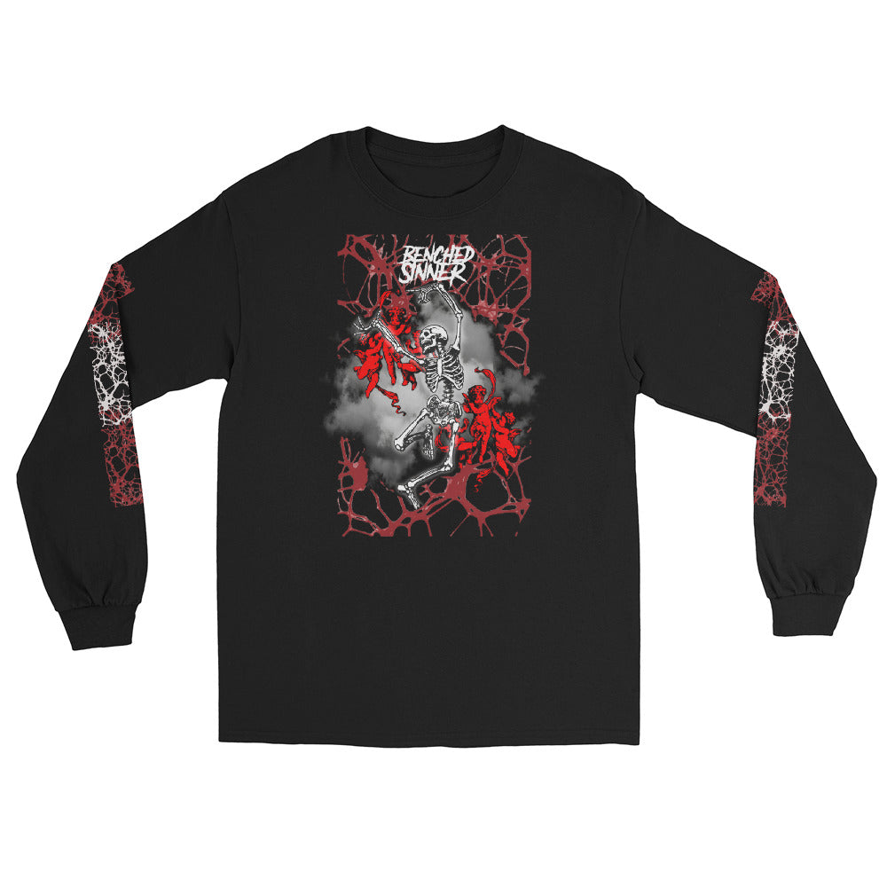 Benched Sinner ~ Red & White ~ Men’s ~ Long Sleeve Shirt