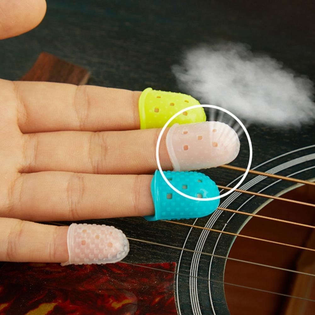 4Pcs Silicone Finger Guards Guitar Fingertip Protectors For Ukulele Guitar Non-Slip Finger Sets 6 Color Optional