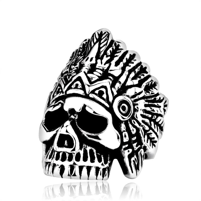 Chief Stainless Steel USA Indiana Skull Ring