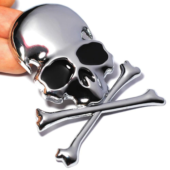 7.2x6CM 3D Metal Skull Skeleton Crossbones Car Motorcycle Sticker Truck Label Emblem Badge Car Styling Decoration Accessories