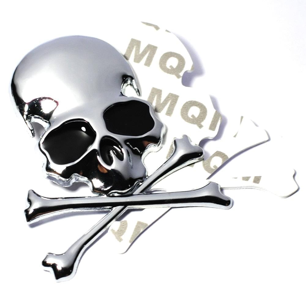7.2x6CM 3D Metal Skull Skeleton Crossbones Car Motorcycle Sticker Truck Label Emblem Badge Car Styling Decoration Accessories