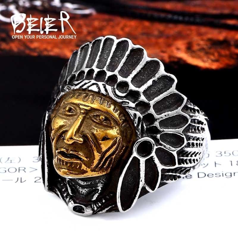 Chief Stainless Steel USA Indiana Skull Ring