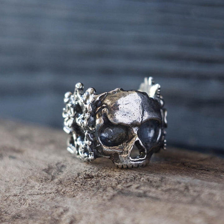 Gothic Mexican Flower Sugar Skull Rings