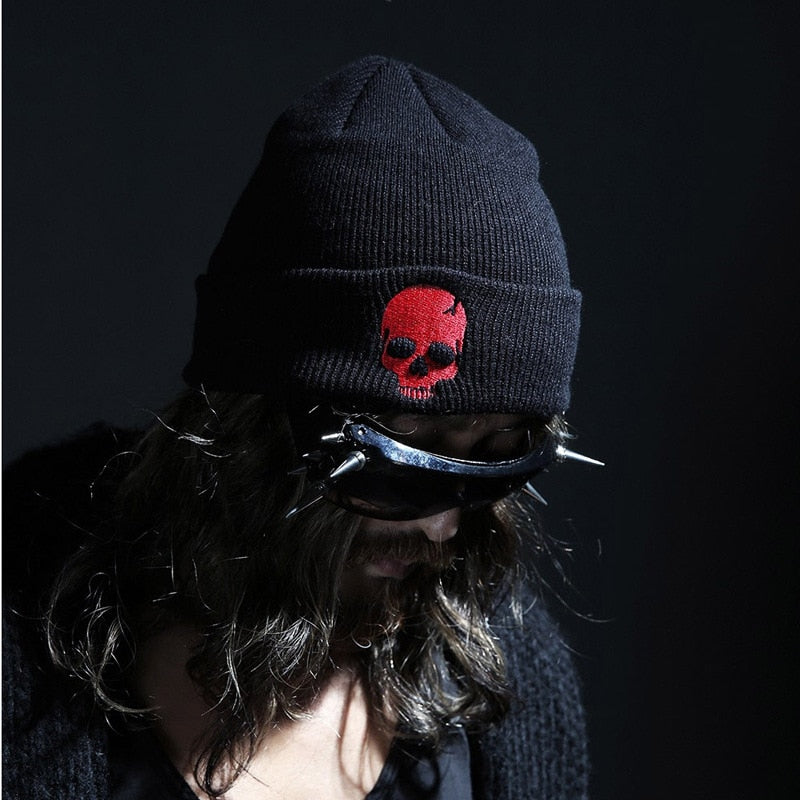 Unisex Winter Cool Cartoon Skull Print Knitted Windproof Warm Cap Men Women Punk Hip Hop Fashion Black Hat Skullies Beanies K1