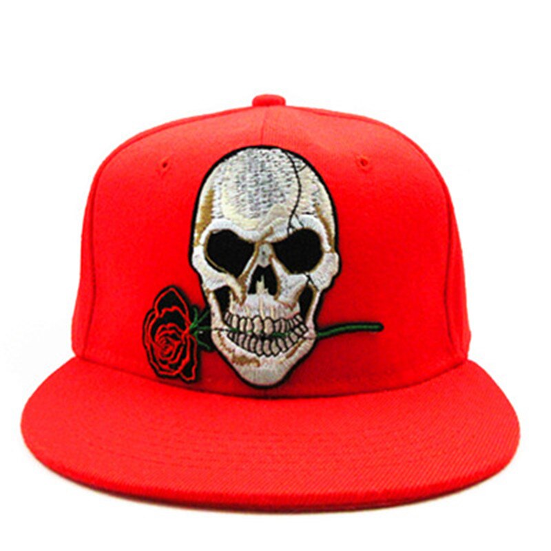 Rose Skull embroidery cotton Baseball Cap hip-hop cap Adjustable Snapback Hats for men and women