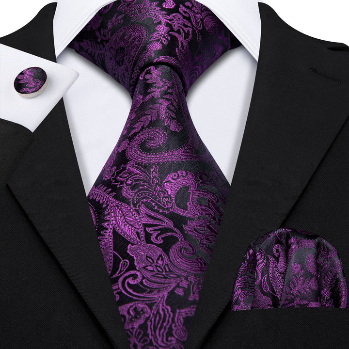 Purple Floral Adjustable Silk Suspenders Set Neck Tie For Men Party Wedding Y-Shape 6 Clip Suspenders For Men Shirt Barry.Wang
