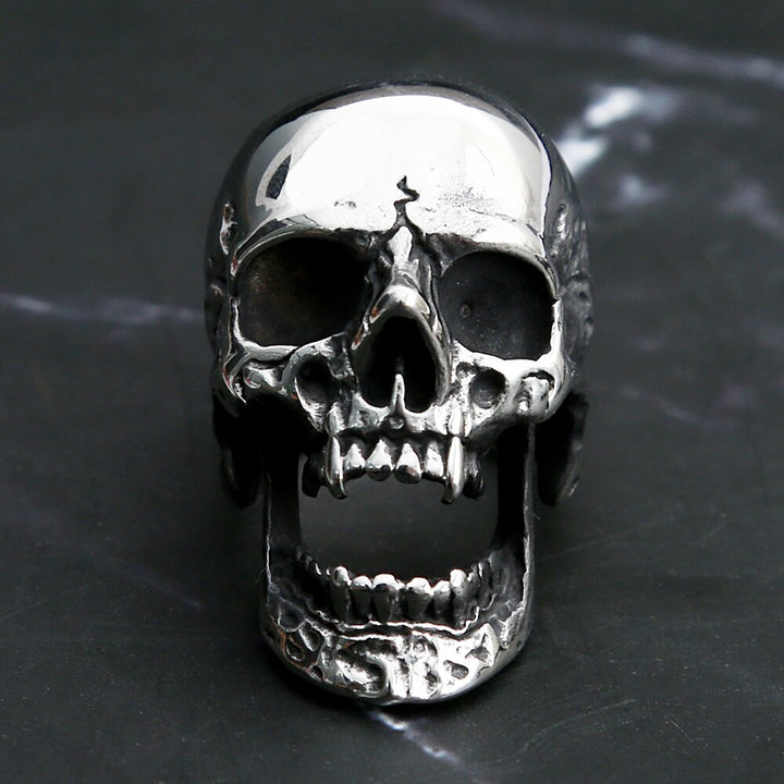 High Polished Vampire Skull Ring