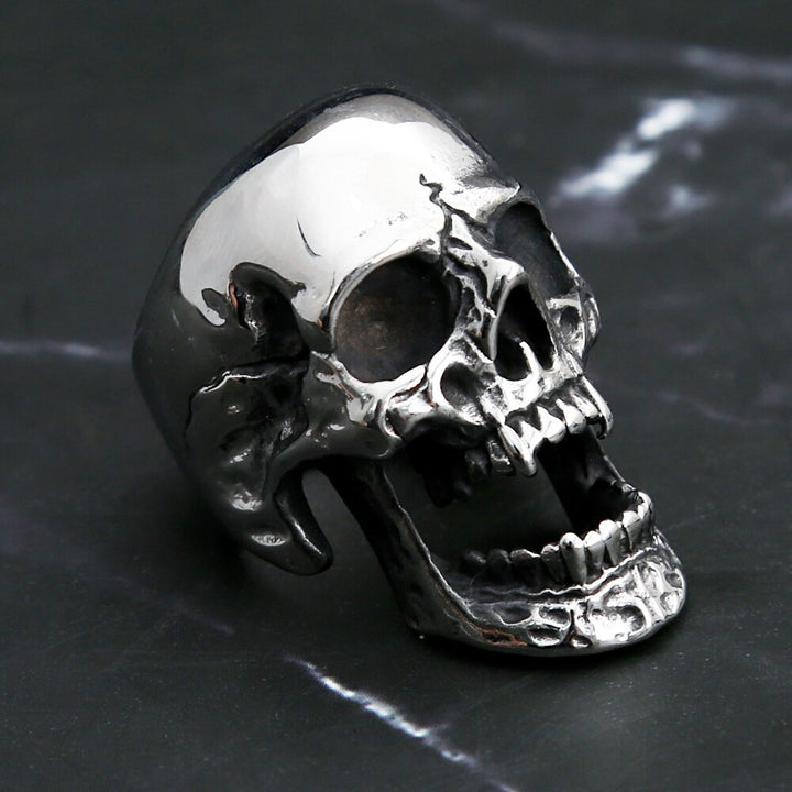 High Polished Vampire Skull Ring